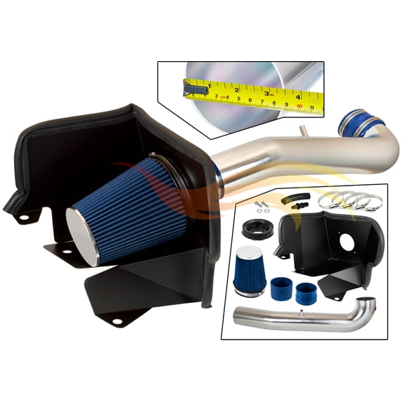 Cold Air Intake Airflow Inductions System with Heat Shield Kit + Filter Combo BLUE Compatible For 19-24 Ram 1500 3.6L V6 (Will Not Fit Classic Model)