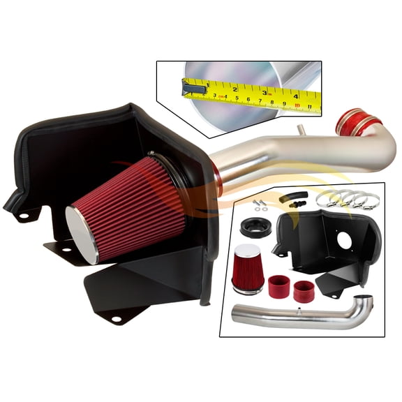 Cold Air Intake Airflow Inductions System with Heat Shield Kit + Filter Combo RED Compatible For 19-24 Ram 1500 3.6L V6 (Will not Fit Classic Model)