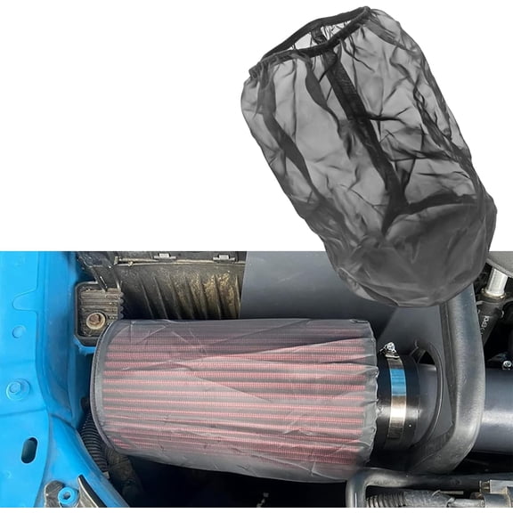 Cold Air Intake Filter Cover, Thickened Dust-proof Water-proof Motorcycle Universal Air Intake Cover Filter Sock Compatible with Harley Davidson Touring, for High Flow Cone Air Filter (L)