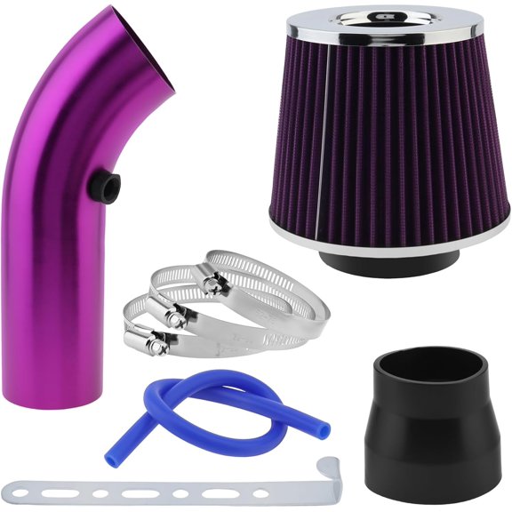 Cold Air Intake Pipe, 3" 76mm Cold Air Intake Kit Aluminum Automotive Cold Air Intake Pipe Filter Induction Flow Hose Pipe Kit