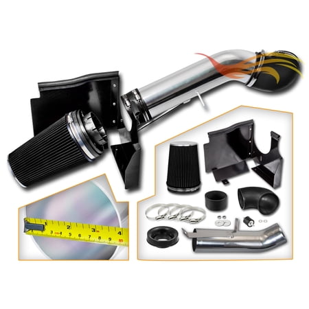 Cold Air Intake System with Heat Shield Kit + Filter Combo BLACK Compatible For GMC Chevy Chevrolet 1999 2000 2001 2002 2003 2004 2005 2006 V8 4.8L/5.3L/6.0L