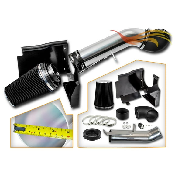 Cold Air Intake System with Heat Shield Kit + Filter Combo BLACK Compatible For GMC Chevy Chevrolet 1999 2000 2001 2002 2003 2004 2005 2006 V8 4.8L/5.3L/6.0L