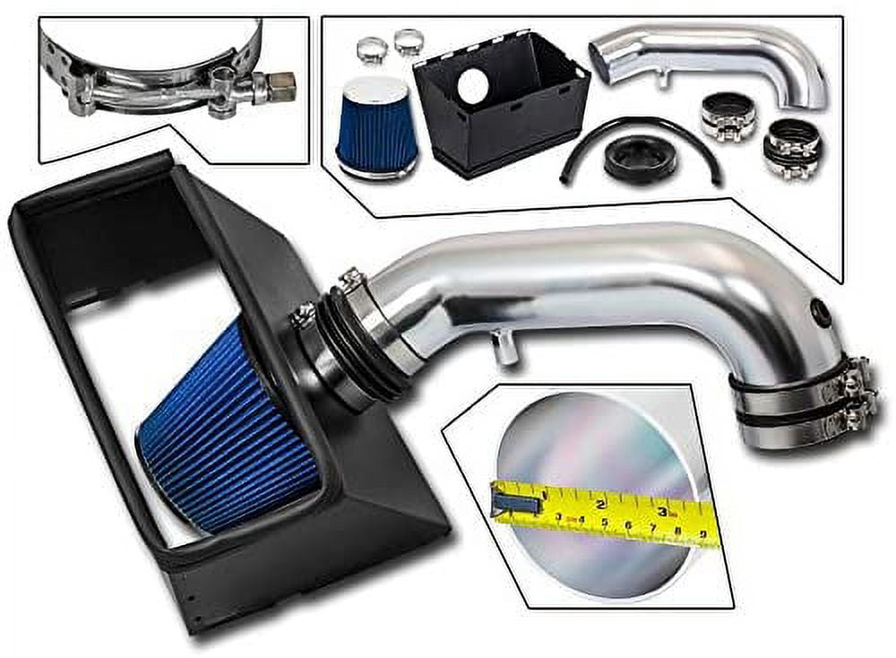 Cold Air Intake System with Heat Shield Kit + Filter Combo BLUE