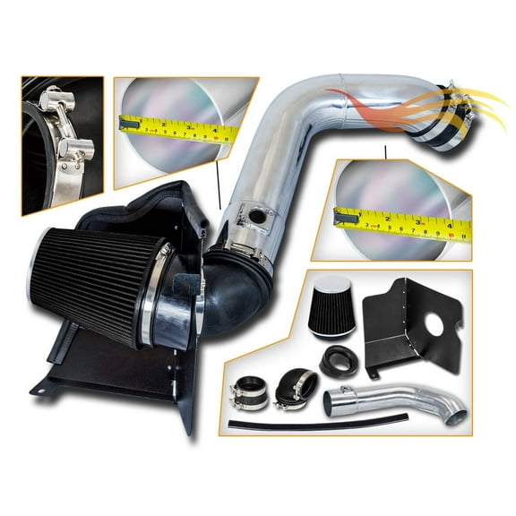 Cold Air Intake System with Heat Shield Kit + Filter Combo BLACK Compatible For 04-05 GMC Sierra/Chevy Silverado 2500HD/3500 V8 6.6L Duramax