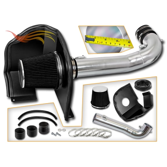 Cold Air Intake System with Heat Shield Kit + Filter Combo BLACK Compatible For 15-20 Silverado Escalade Suburban Tahoe Yukon Denali V8