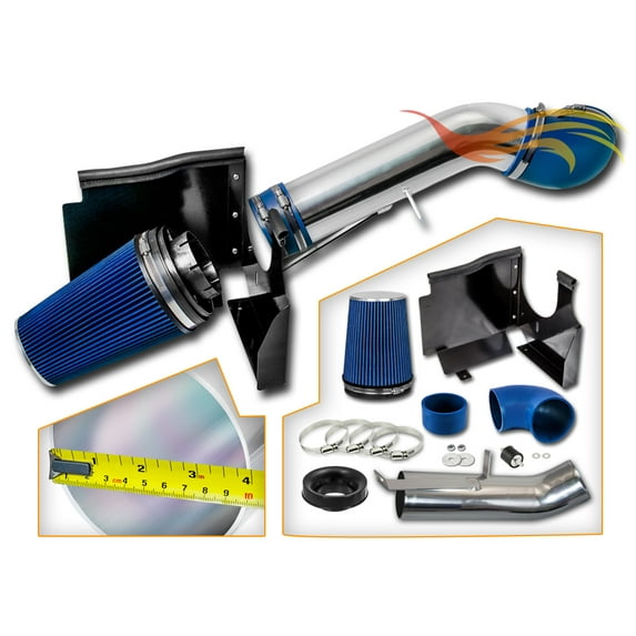 Cold Air Intake System with Heat Shield Kit + Filter Combo BLUE Compatible For 02-06 Cadillac Escalade 5.3L/6.0L