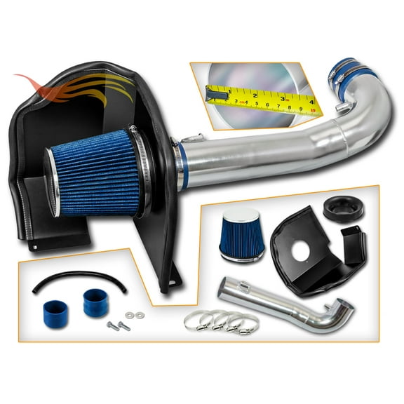 Cold Air Intake System with Heat Shield Kit + Filter Combo BLUE Compatible For 14-17 Chevy Silverado 1500 / GMC Sierra 1500 4.3L V6
