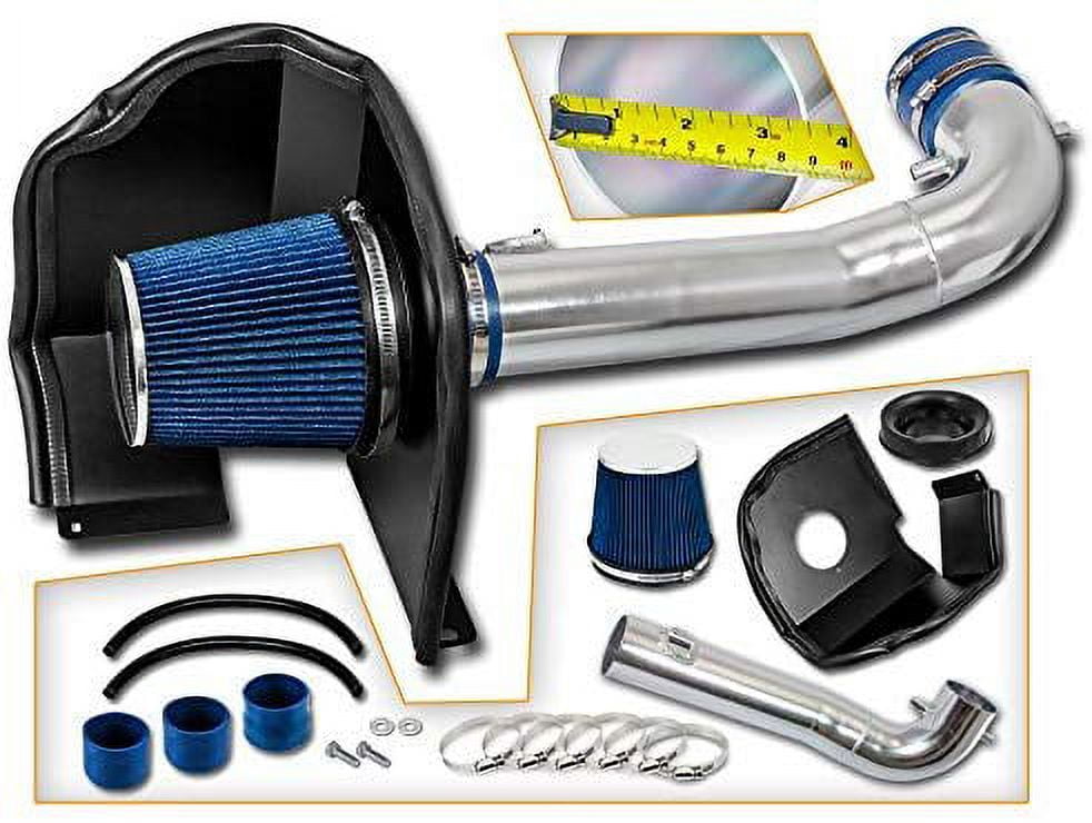 Cold Air Intake System with Heat Shield Kit + Filter Combo BLUE