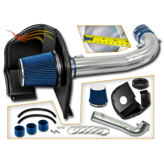 Cold Air Intake System with Heat Shield Kit + Filter Combo BLUE Compatible For 15-20 Silverado Sierra Suburban Tahoe Yukon Denali Escalade V8