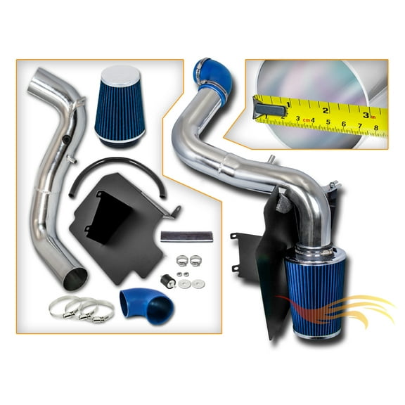 Cold Air Intake System with Heat Shield Kit + Filter Combo BLUE Compatible For 98-03 Chevy S10 / GMC Sonoma I4 2.2L