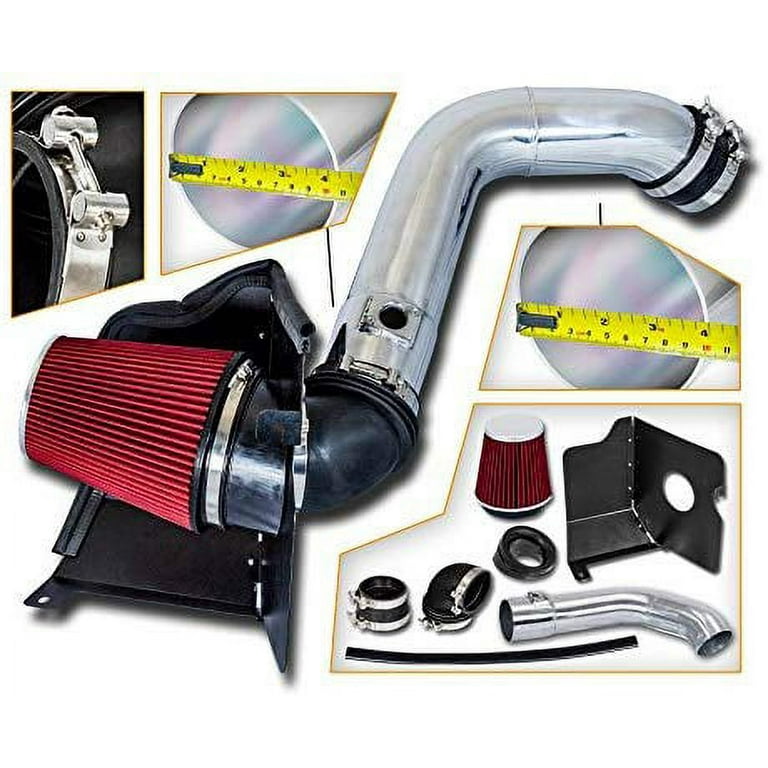 Cold Air Intake System with Heat Shield Kit + Filter Combo RED Compatible  For 04-05 GMC Sierra/Chevy Silverado 2500HD/3500 V8 6.6L Duramax