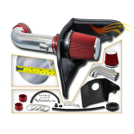 Cold Air Intake System with Heat Shield Kit + Filter Combo RED Compatible For 10-15 Chevy Camaro V8 6.2L