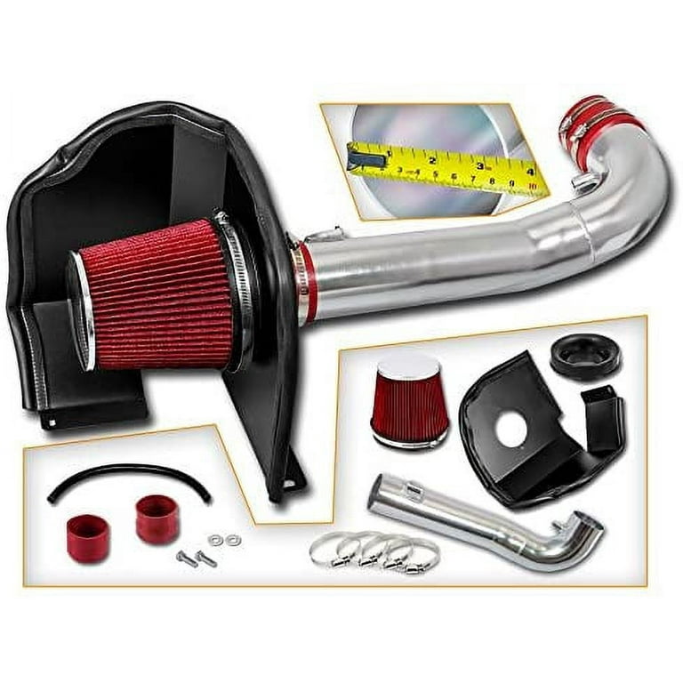 Cold Air Intake System with Heat Shield Kit + Filter Combo RED Compatible  For 14-17 Chevy Silverado 1500 / GMC Sierra 1500 4.3L V6