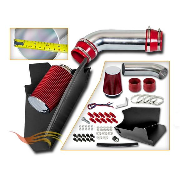 Cold Air Intake System with Heat Shield Kit + Filter Combo RED Compatible For 96-00 Chevy C/K 1500/2500/3500 V8 5.0L/5.7L