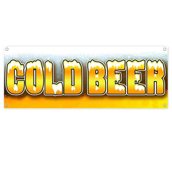 Cold Beer 13 oz Vinyl Banner With Metal Grommets