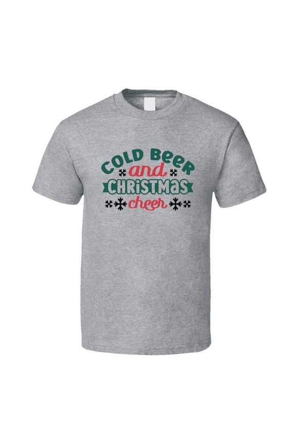 Cold Beer And Christmas Cheer Tee Fun Christmas Tshirt Holiday T Shirt