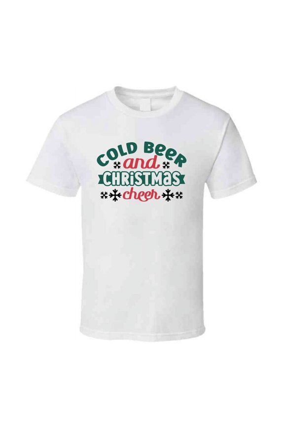 Cold Beer And Christmas Cheer Tee Fun Christmas Tshirt Holiday T Shirt