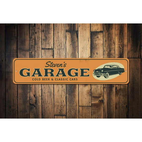 Cold Beer & Classic Cars Novelty Decor, Metal Wall Sign - 4x18 Inches
