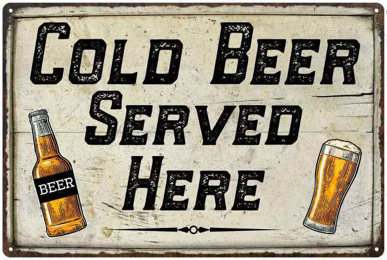 Cold Beer Served Here Bar Pub Funny Gift 8x12 Metal Sign 208120064003
