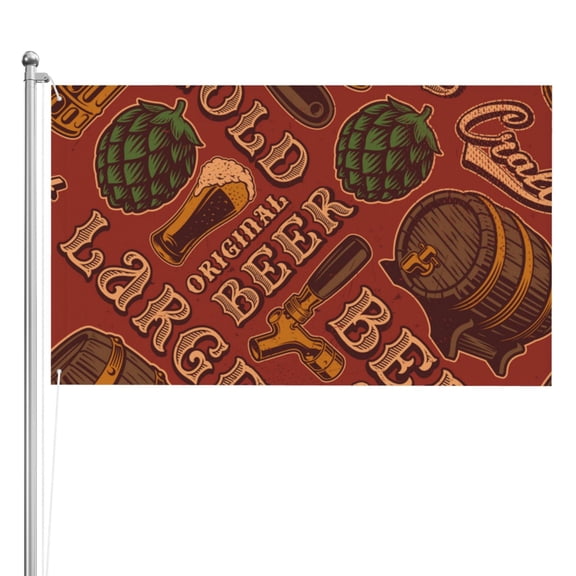 Cold Beer Vintage Double Sided Flag 3x5FT Reversible Garden Flag Outdoor Decor for House, Porch, Lawn, Yard, Indoor Wall, Party Decoration