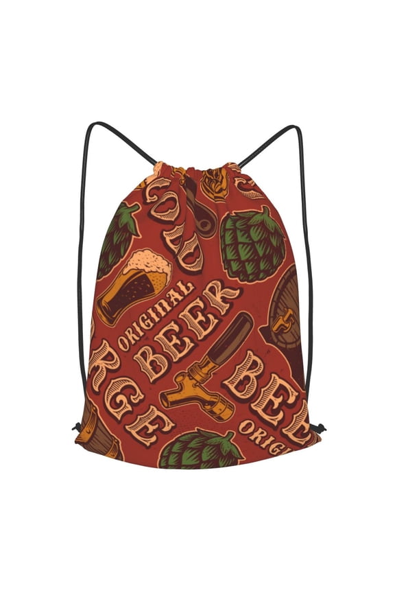 Cold Beer Vintage Drawstring Backpack Gym String Bag Sports Sackpack Cinch Sack, Small