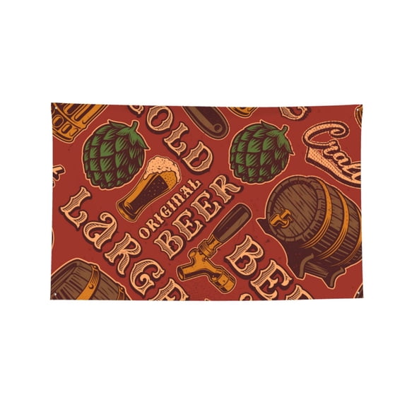 Cold Beer Vintage Four Hole Decorated Banner Flag for Garden Yard Home Decoration Indoor Outdoor 3x5 Ft