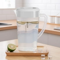 Cold Beverage Dispenser, Refrigerator Water Kettle, 1.3L Large Capacity Plastic Fruit Juice Container with Spigot and Handle, Non-Drip Faucet Design, Space-Saving Durable Storage