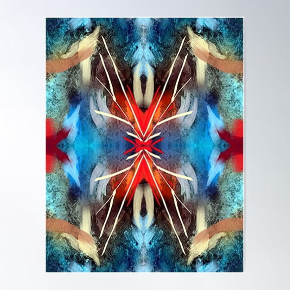 Cold Blues And Hint Of Warm Reds, , Psychedelic Arte Abstracto, Abstract Art Design Poster Wall Art, Modern Wall Decor For Living Room Bedroom, 24x36 UNFRAMED