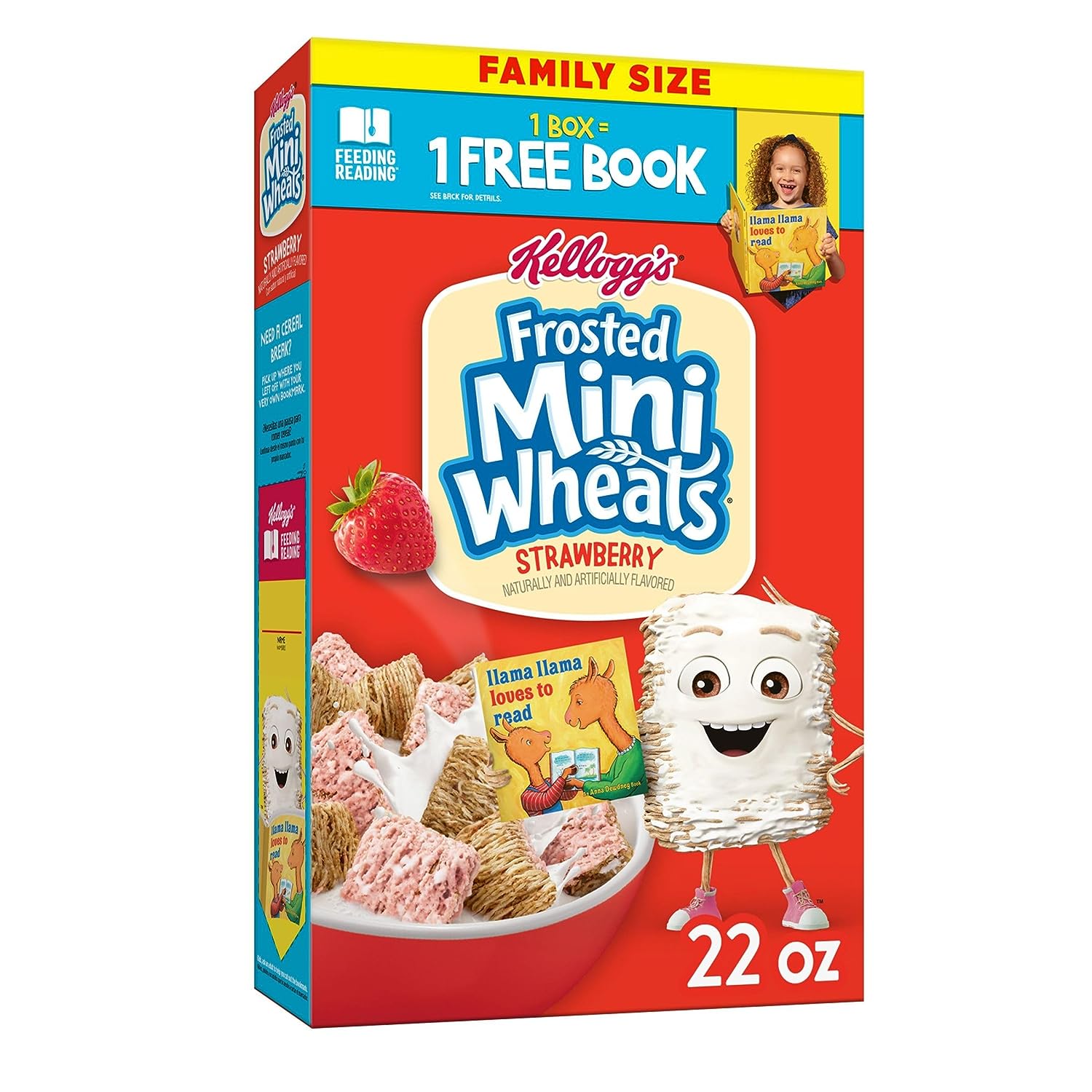 Cold Breakfast Cereal, HighFiber, Whole Grain, Family Size, Strawberry, 22Oz Box (1 Box