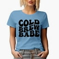 thumbnail image 1 of Cold Brew Babe, Coffee Lover or Enthusiast Themed, Groovy Retro Wavy Text Merch Gift, Baby Blue T-Shirt, 2XL, 1 of 5