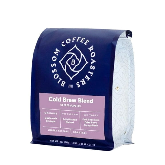 Cold Brew Blend - Organic - Roasted by Blossom Coffee Roasters - Freshly Ground Coffee - 12 Ounce Bag