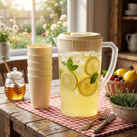 Cold Brew Carafe, Beverage Dispenser, Transparent Cold Brew Drip Pot With Lid And Handle, Large Capacity Plastic Pitcher For Iced Tea Coffee And Fruit Infused Water