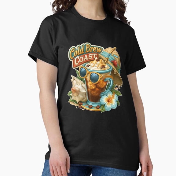 Cold Brew Coast Beach Iced Coffee H4689, for Unisex Extended Sizes Up to 5XL