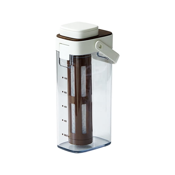 Cold Brew Coffee Maker 1000ml - Leakproof Iced Coffee Pitcher with Fine Filter, Plastic Cold Brew System for Fridge, Portable Iced Tea & Fruit Infuser - Easy Clean