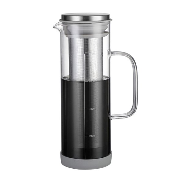 Cold Brew Coffee Maker 2 in 1 Iced Coffee Maker, Glass Pitcher with Lid- 800 milliliters, Stainless Steel Filter and BPA-Free Glass for Iced Coffee, Cold Brew Tea, Juice
