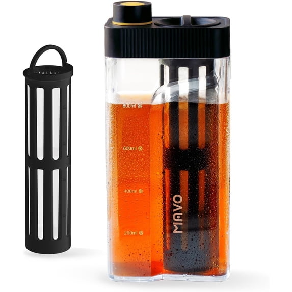 Cold Brew Coffee Maker, 27oz Iced Coffee Maker and Tea Brewer, Fine Mesh Filter, Leak-Proof Seal, Removable Design for Easy Cleaning, Durable Tritan Material, Space Saving - Home and Camping