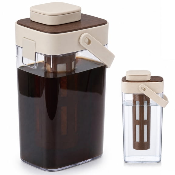 Cold Brew Coffee Maker, 34 oz Large Capacity Coffee Cold Brew Pitcher with with Fine Mesh Filter Removable Iced Coffee Maker Pitcher for Outdoor Activities Home Commuting