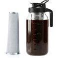 thumbnail image 1 of Cold Brew Coffee Maker 64 Oz Wide Mouth Mason Jar Pitcher With stainless steel Filter 2 Quart Airtight & Leak-Proof cold brew pitcher with pour spout lid and handle For iced Coffee Tea and lemonade, 1 of 4