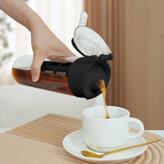 Cold Brew Coffee Maker Bottle - Portable Iced Tea Pitcher with Infuser Strainer for Home Kitchen Office Travel - Plastic Cold Brew System for Coffee Tea Fruit Infused Water