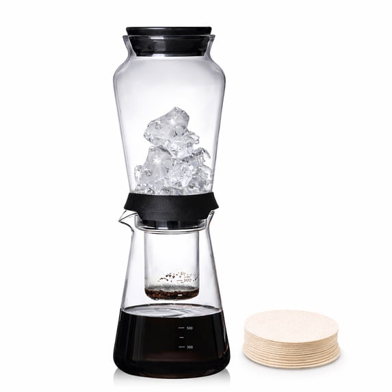 Cold Brew Coffee Maker, Glass Iced Coffee Carafe with Filter Papers, Quick-Release Drip Design for Home Kitchen