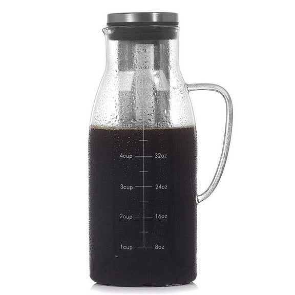 Cold Brew Coffee Maker,Iced Tea Pitcher Infuser with Lid&Scale,Dual Use Filter Pot ,51Oz/1.5L