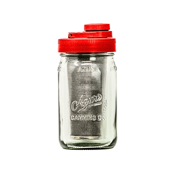 Cold Brew Coffee Maker Kit: Wide Mouth Mason Jar with Screw Top Lid, Stainless Steel Filter for Delicious Brewed Coffee, Infused Tea, Alcohol - 1 Quart 32 oz Old Glory Red