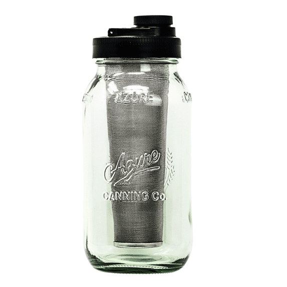 Cold Brew Coffee Maker Kit: Wide Mouth Mason Jar with Screw Top Lid, Stainless Steel Filter for Delicious Brewed Coffee, Infused Tea, Alcohol - 2 Quart 64 oz Black
