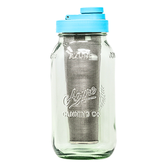 Cold Brew Coffee Maker Kit: Wide Mouth Mason Jar with Screw Top Lid, Stainless Steel Filter for Delicious Brewed Coffee, Infused Tea, Alcohol - 2 Quart 64 oz Teal