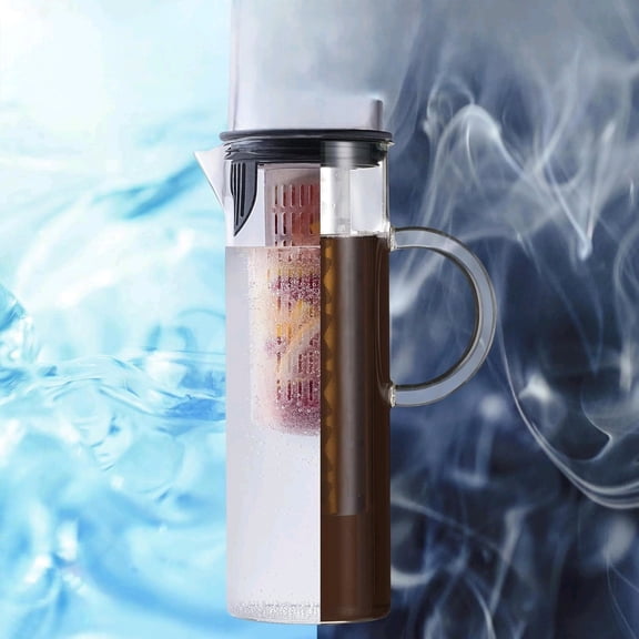 Cold Brew Coffee Maker - Large Glass Infusion Pitcher 1.6 Quarts 52oz - Iced Coffee & Iced Tea Pitcher with Stainless Steel Lid & Fruit Infusion Tube - Perfect for Home or Office