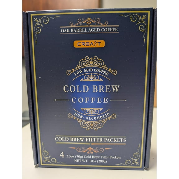 Cold Brew Coffee - Pack of 4 Cold Brew GROUND Filter packets 2.5oz each totalling 10oz.