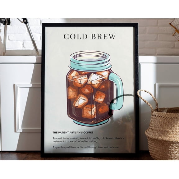 Cold Brew Coffee Poster | Coffee Print | Italian Coffee | Retro Beverage Poster | Kitchen Decor | Minimalist Wall Art Print | Housewarming, 8x12 UNFRAMED