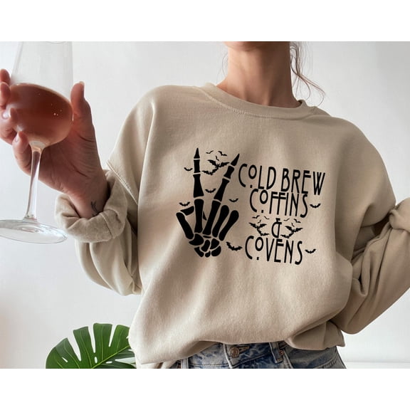 Cold Brew Coffins and Covens Sweatshirt, Witch Sweatshirt, Sweatshirt, Witchy Clothing, Witchy Shirt, Shirt TSHIRT All Size S-5XL