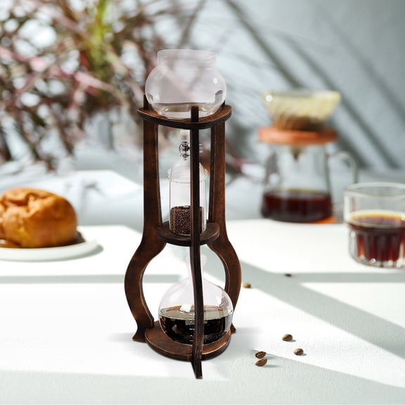 Cold Brew Iced Coffee Drip Tower Coffee Maker Wooden for 6-8 Cups Coffee 600ml for Home, Coffee Shops