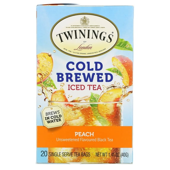 Cold Brew Iced Tea Bags, Peach, 0.07 Oz Tea Bag, 20/box | Bundle of 5 Boxes
